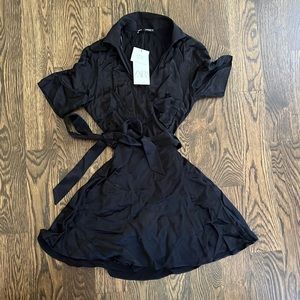 Black Wrap Tie Dress